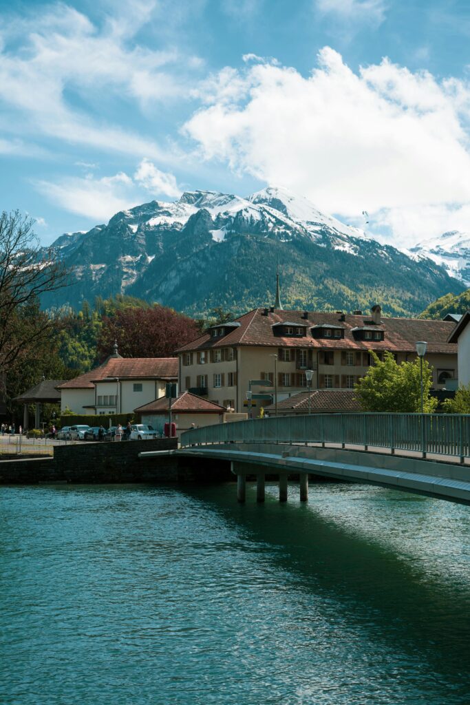 A Bridge Across the the Interlake Lake in Switzerland